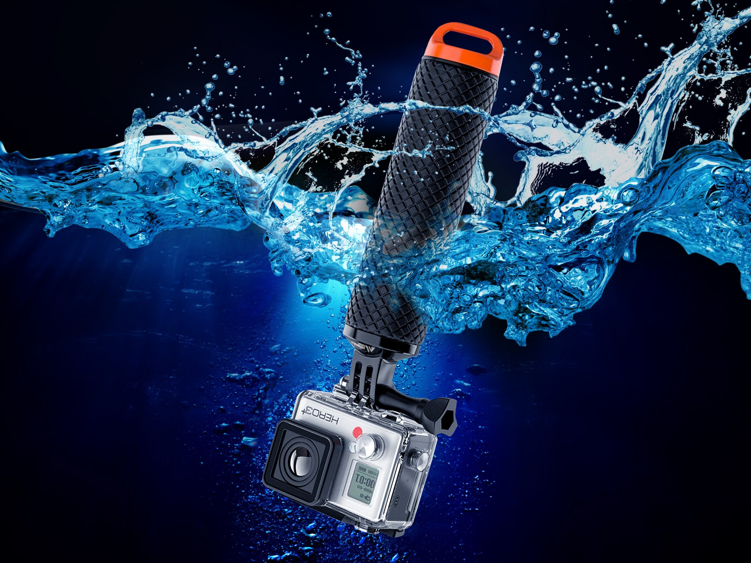 Floating Hand Grip Waterproof Monopod For Gopro Hero 13 12 11 10 9 8 7 6 5 4 3+ Session Black Silver Action Camera Handler & Handle Mount Accessories For Underwater Snorkeling & Water Sports (Orange)